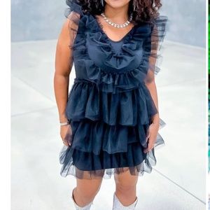 NWT Black Tulle Tiered Dress 2XL